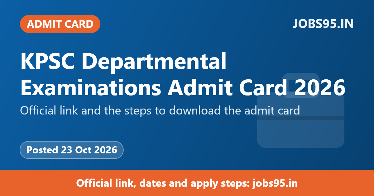 KPSC Departmental Examinations Admit Card 2026