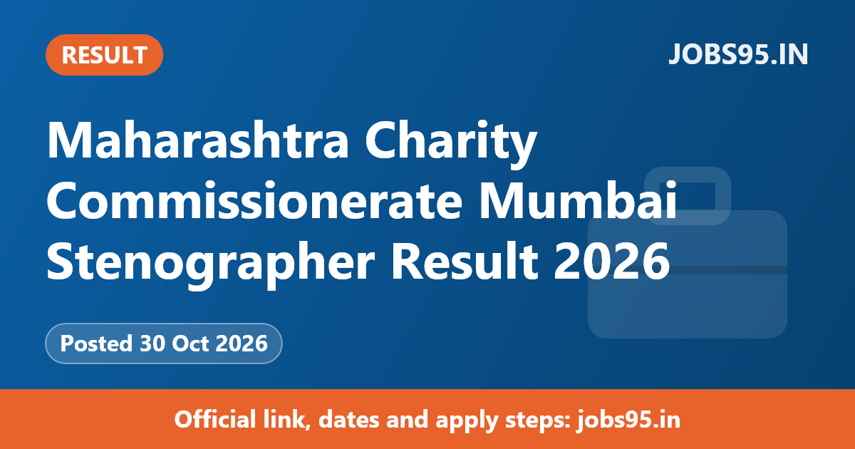 Maharashtra Charity Commissionerate Mumbai Stenographer Result 2026