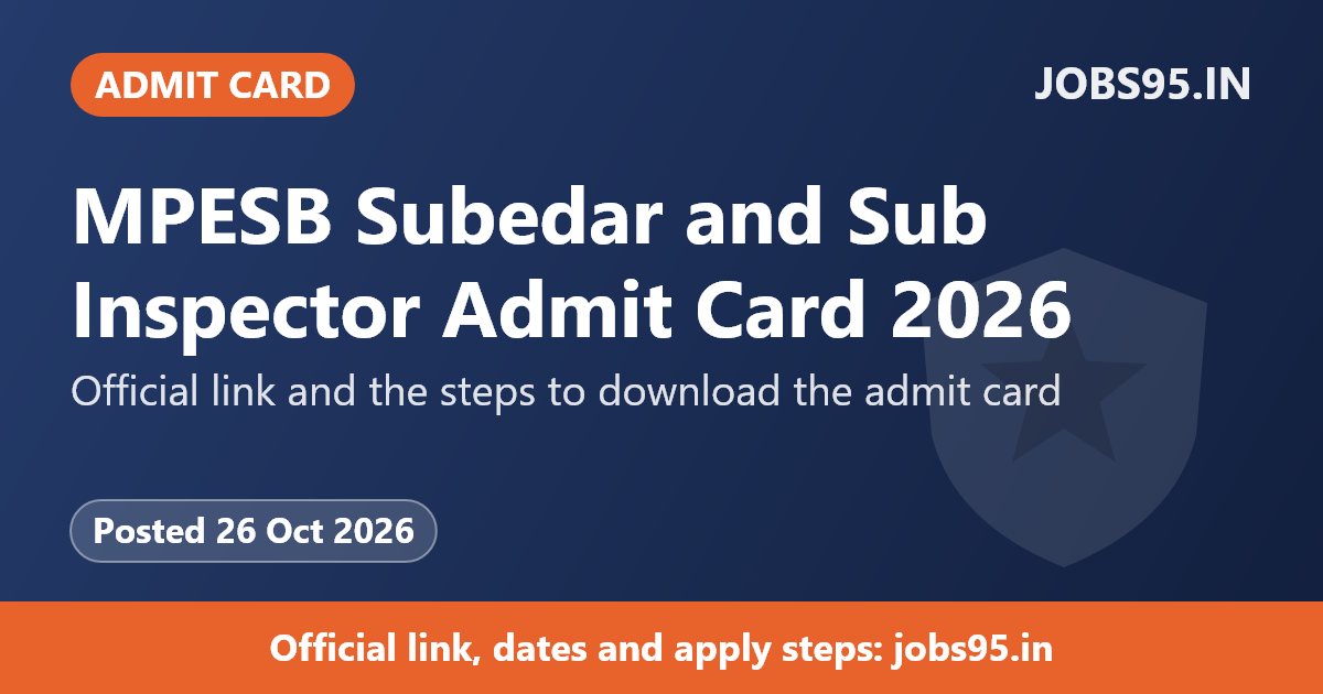 MPESB Subedar and Sub Inspector Admit Card 2026