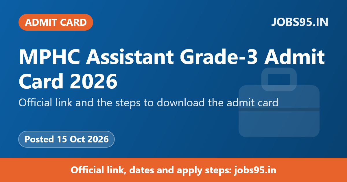 MPHC Assistant Grade-3 Admit Card 2026