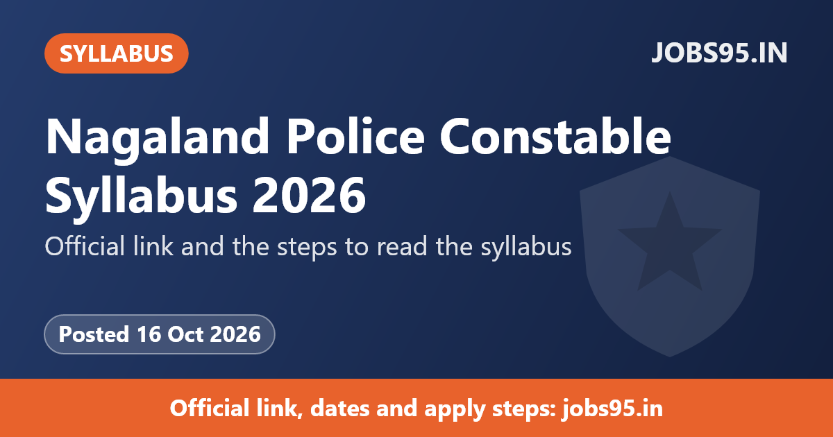 Nagaland Police Constable Syllabus 2026