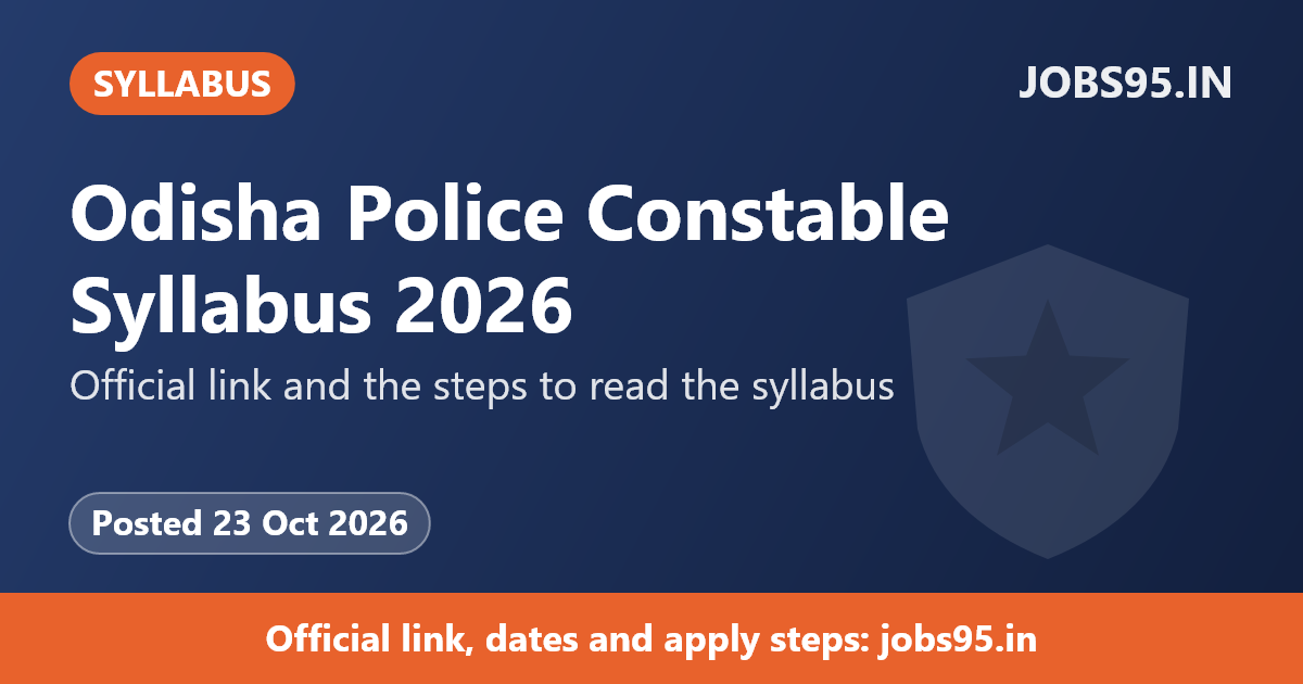 Odisha Police Constable Syllabus 2026