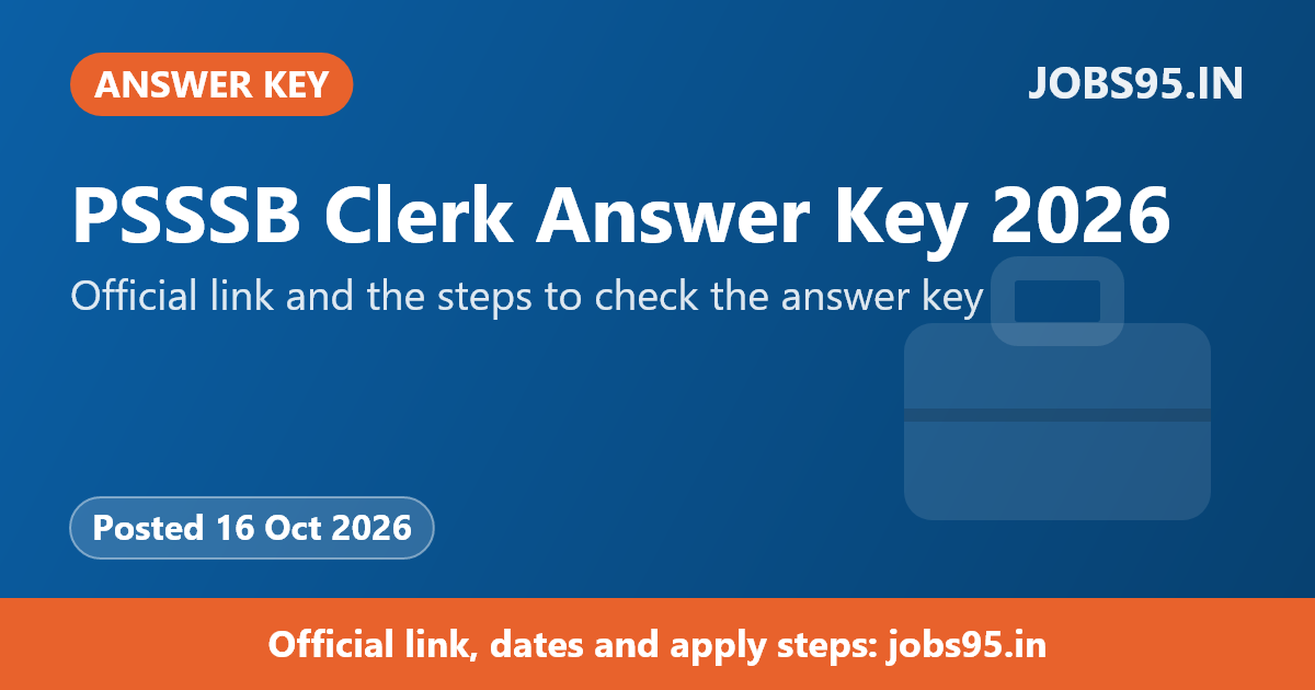 PSSSB Clerk Answer Key 2026