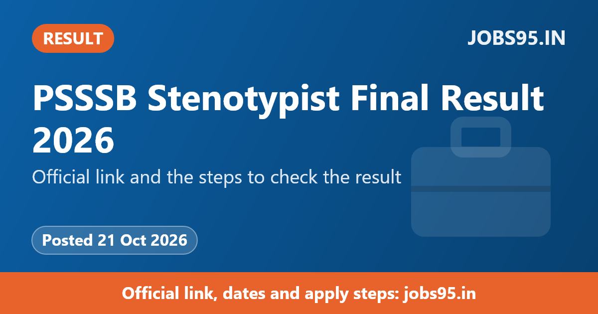 PSSSB Stenotypist Final Result 2026