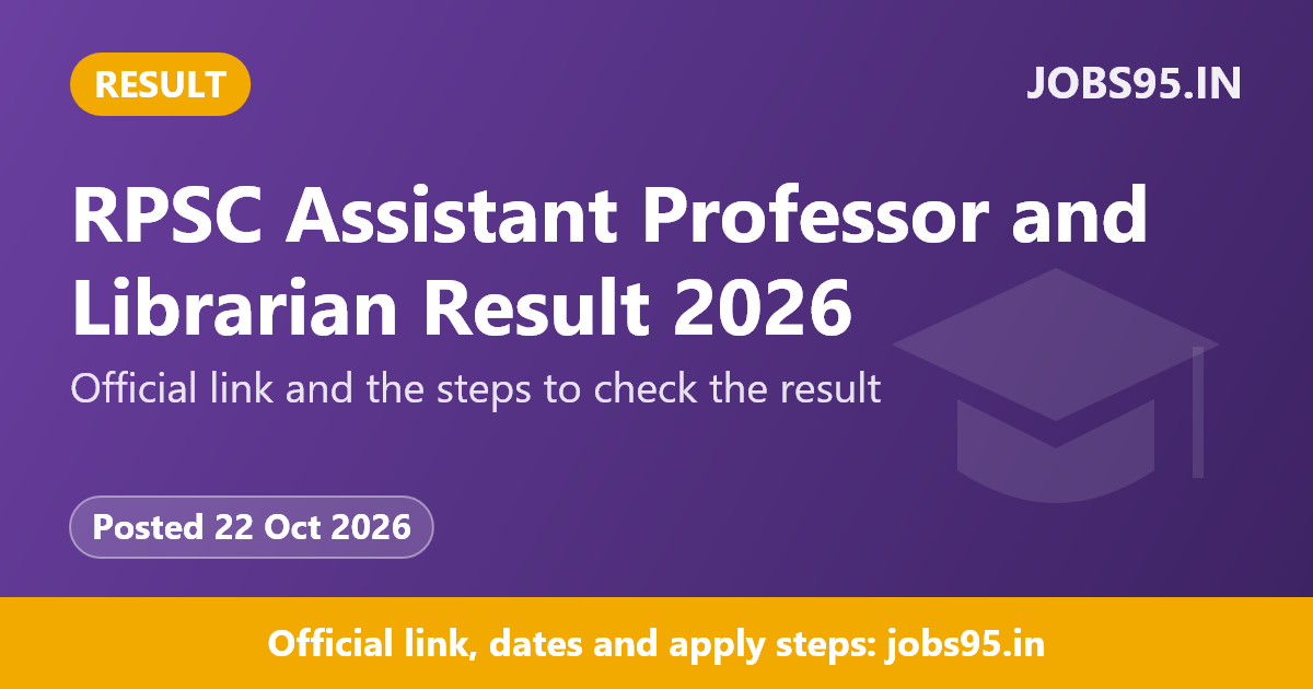 RPSC Assistant Professor and Librarian Result 2026