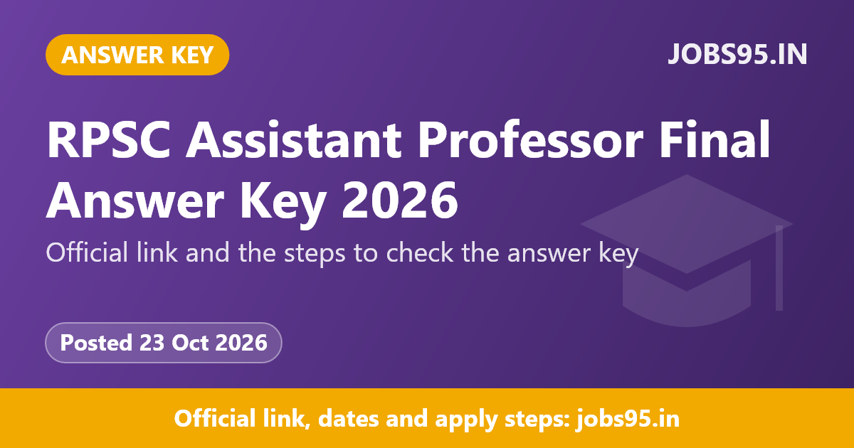 RPSC Assistant Professor Final Answer Key 2026