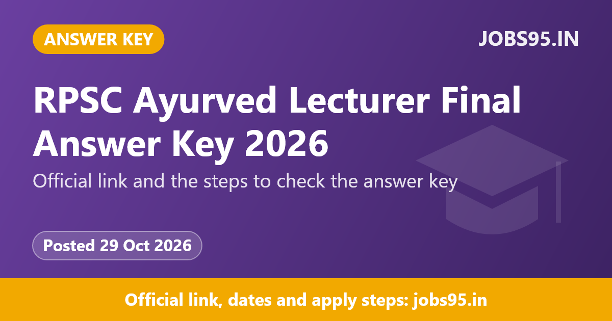 RPSC Ayurved Lecturer Final Answer Key 2026
