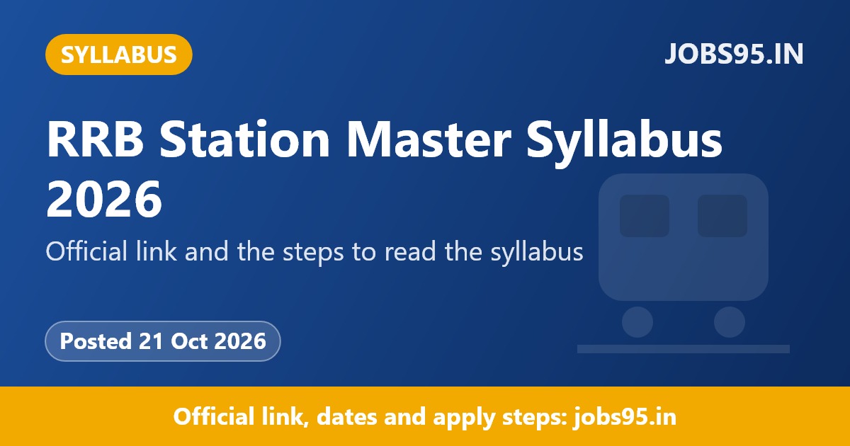 RRB Station Master Syllabus 2026