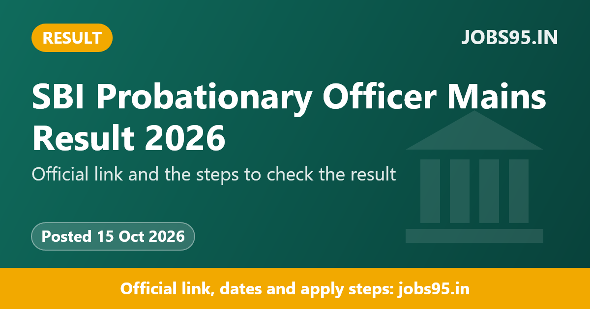 SBI Probationary Officer Mains Result 2026