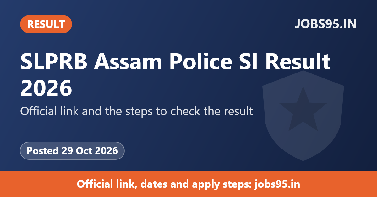 SLPRB Assam Police SI Result 2026