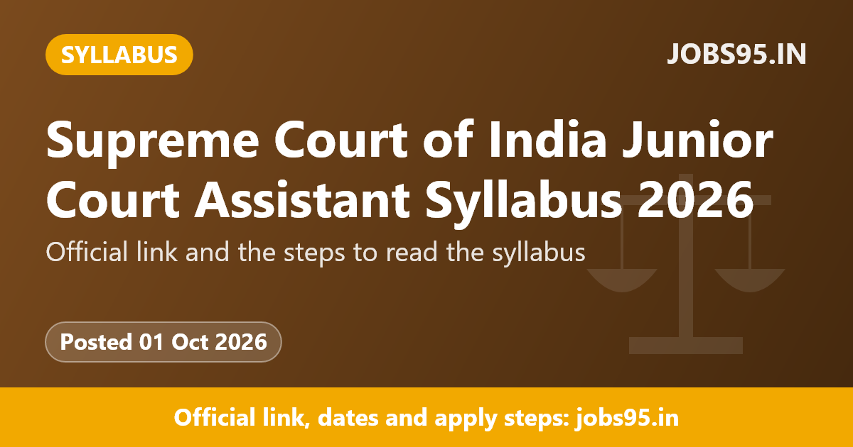 Supreme Court of India Junior Court Assistant Syllabus 2026
