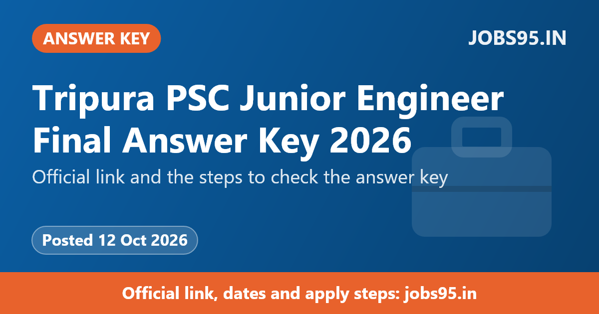 Tripura PSC Junior Engineer Final Answer Key 2026