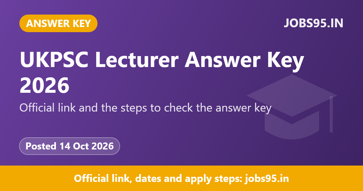 UKPSC Lecturer Answer Key 2026
