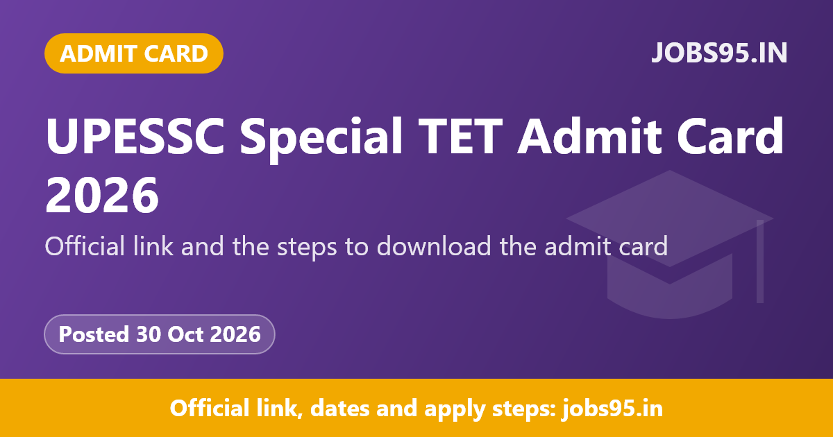 UPESSC Special TET Admit Card 2026