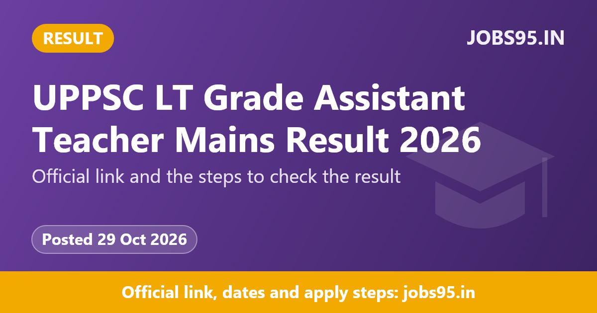 UPPSC LT Grade Assistant Teacher Mains Result 2026