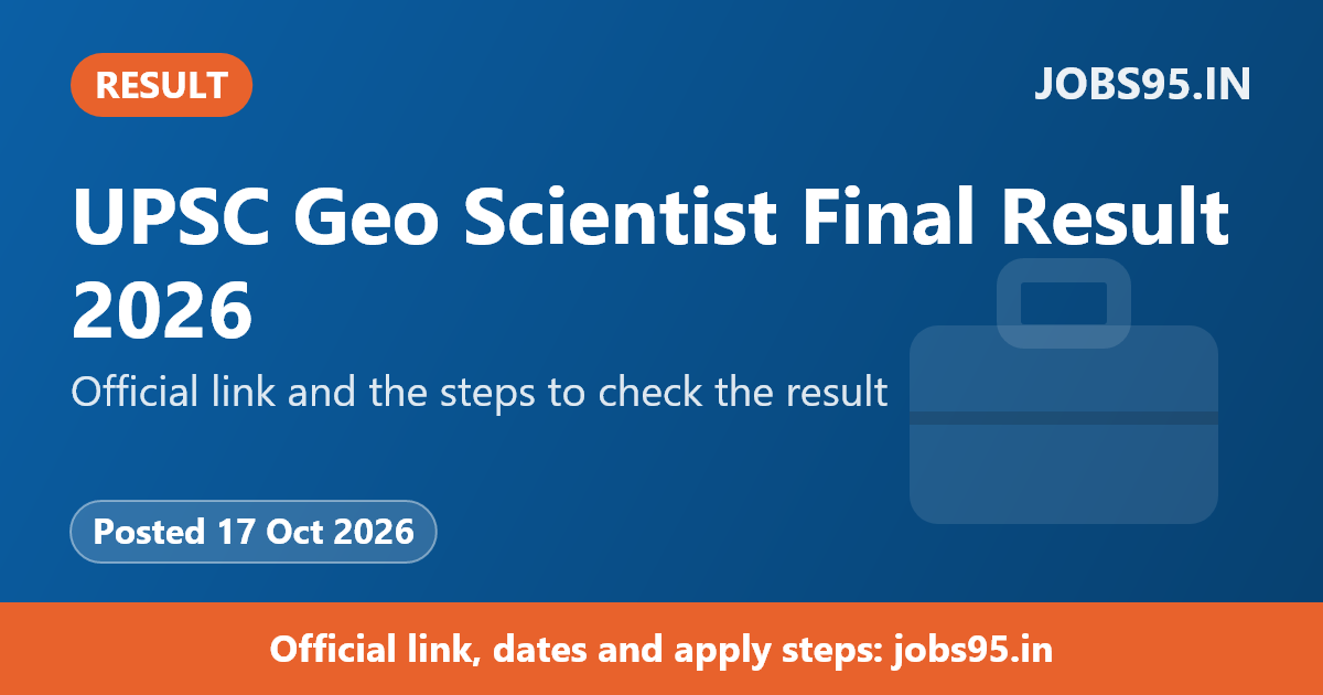 UPSC Geo Scientist Final Result 2026