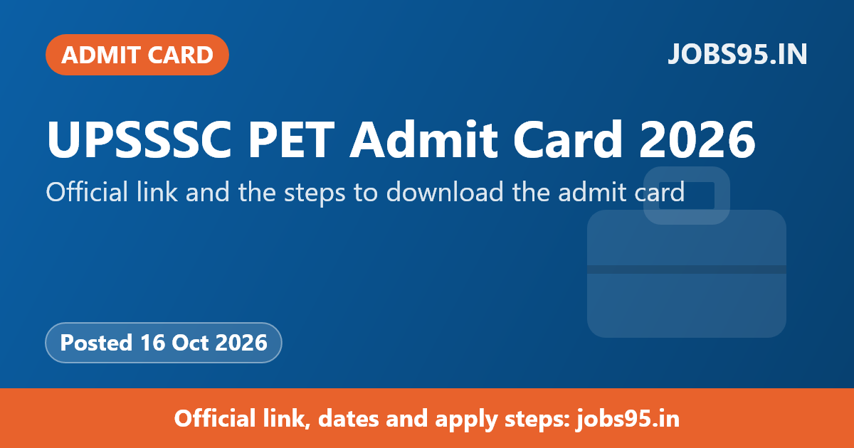 UPSSSC PET Admit Card 2026