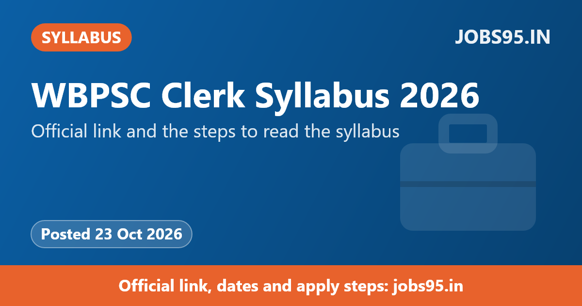 WBPSC Clerk Syllabus 2026