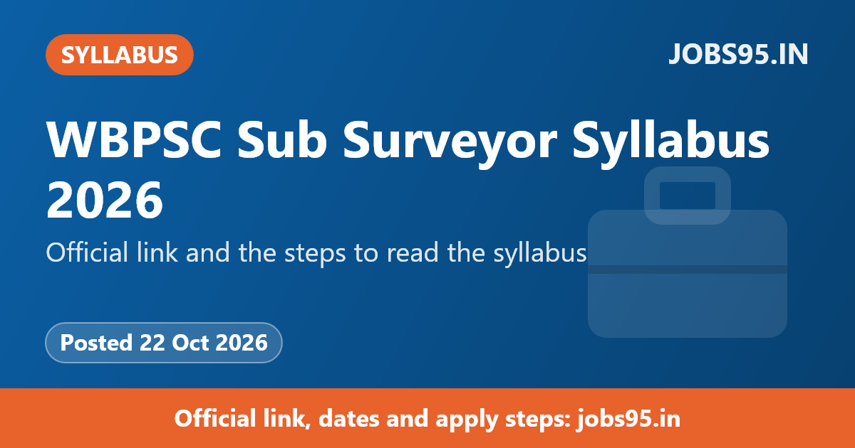 WBPSC Sub Surveyor Syllabus 2026