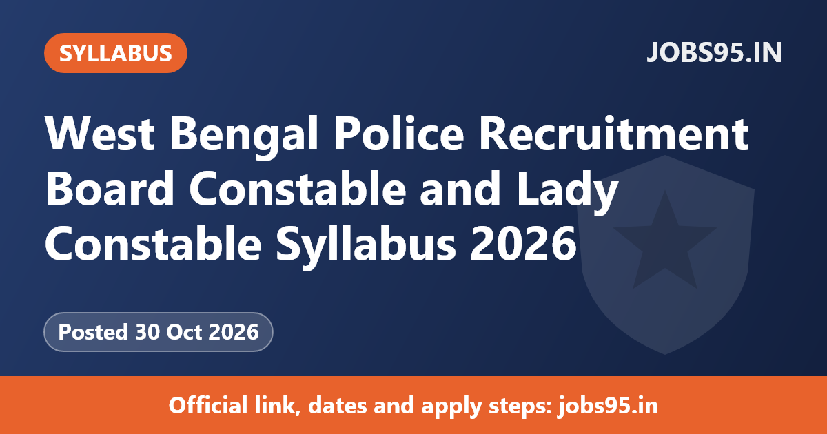 West Bengal Police Recruitment Board Constable and Lady Constable Syllabus 2026